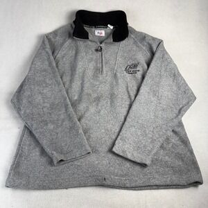 Mens Perry Ellis America Vintage Quarter Zip Fleece Pullover Grey Black Large